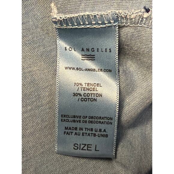 Sol Angeles V-Neck T-Shirt Size LG Teal Green Made in USA - Picture 6 of 8